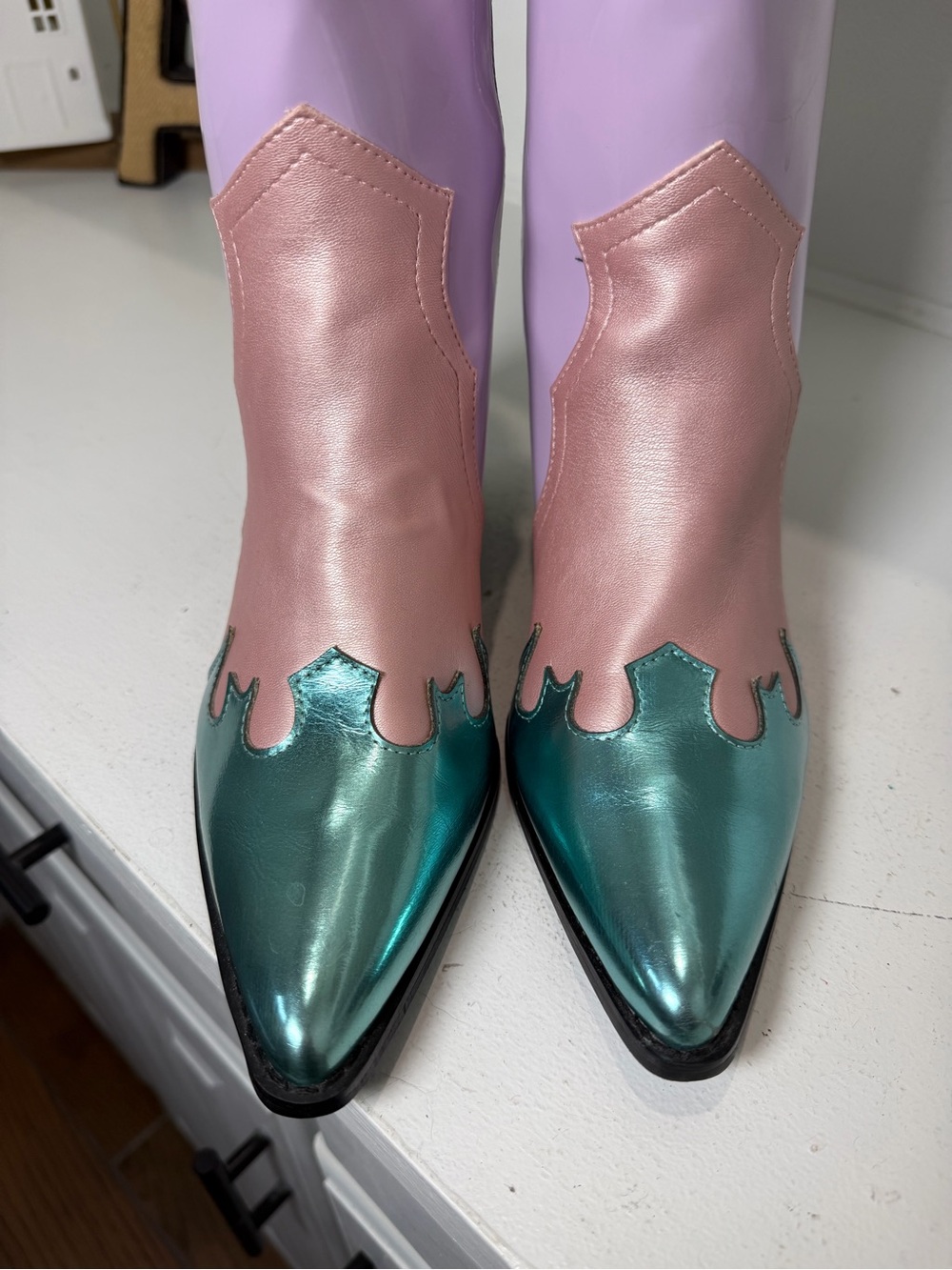 Daisy Street Cowboy Boots Women 6 Pastel Colorblock Western Festival Barbiecore - Picture 3 of 8